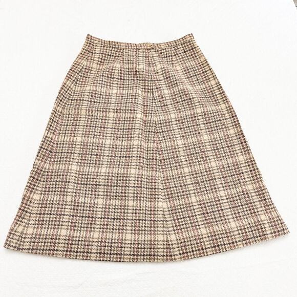 Pendleton Plaid Virgin Wool A Line Classic Skirt Brown Size 12 - Picture 4 of 6